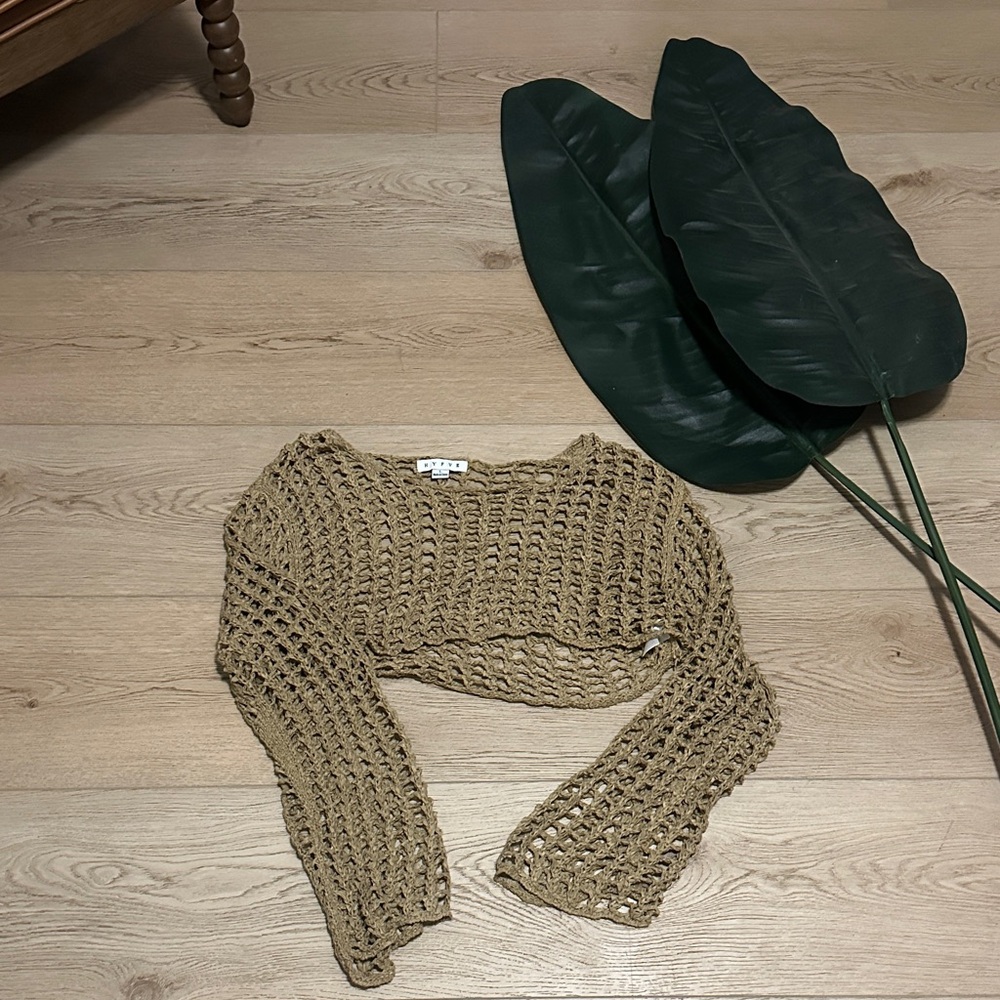 Women's Tan Knit Crop Sweater